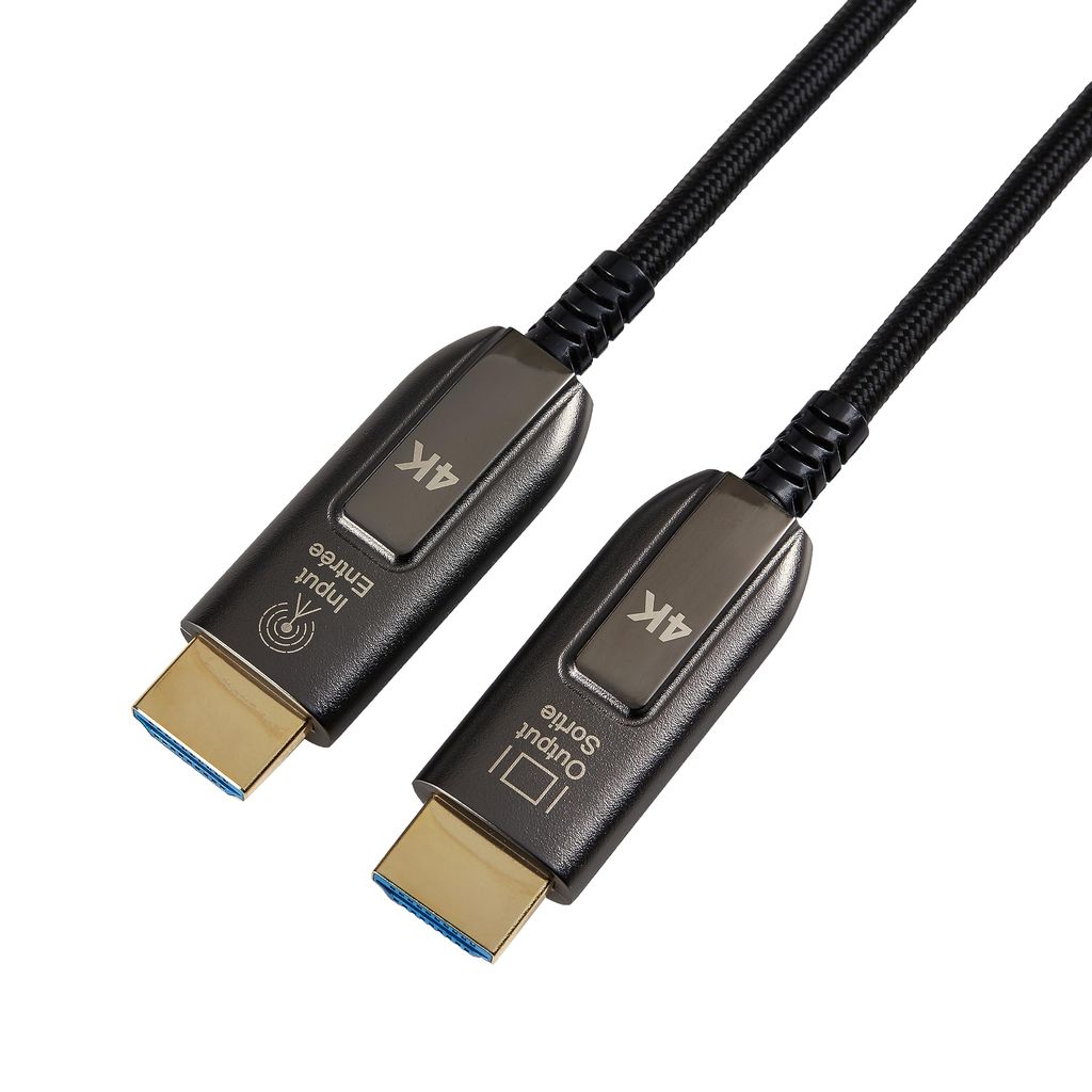 Câble HDMI Amazon Basics - Haute Vitesse, en Fibre Optique Tressée, 10m, Noir