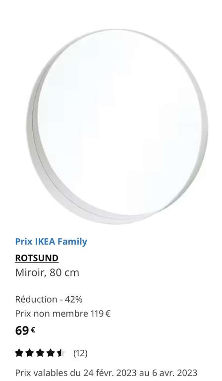 [Ikea Family] Miroir Rotsund 80cm