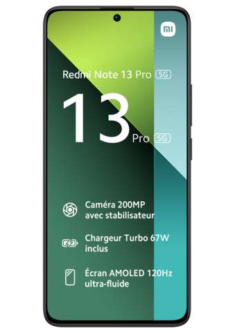 Smartphone 6,67" Redmi Note 13 Pro 5G 256 Go (via 50€ de reprise)