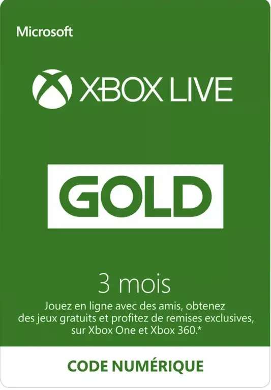Abonnement de 3 mois Xbox Live Gold