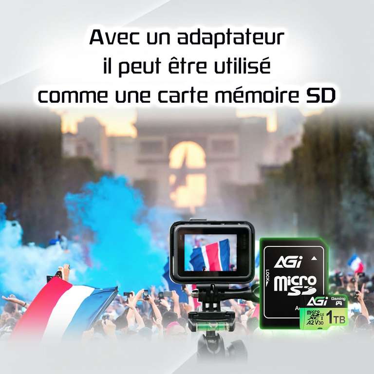 Carte MicroSD Express AGI TF338 256 Go - Vitesse Lecture 800 Mo/s, Écriture 500 Mo/s, Compatible Switch 2