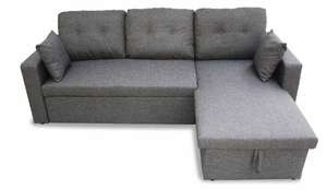 Canapé d'angle convertible en tissu gris chiné foncé - IDA - 3 places (vendeur tiers)
