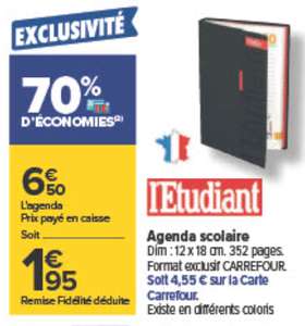 Agenda 10 x 15 cm 1 semaine/ 2 pages QUO VADIS : l'agenda à Prix Carrefour