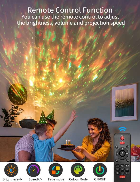 Projecteur ciel étoilé laser et LED avec enceinte bluetooth intégrée (Retrait magasin uniquement - Minimum d'achat 10€)