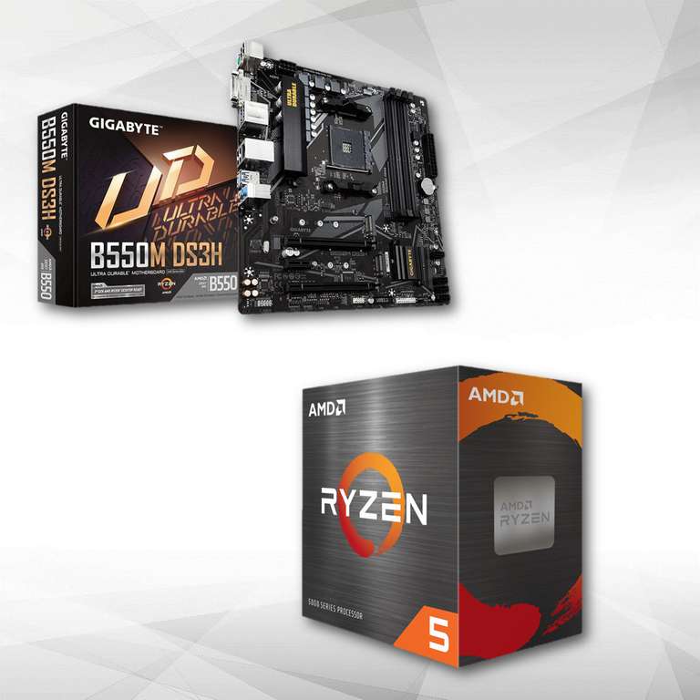 Processeur AMD Ryzen 5 5500 - 4.2/3.6 GHz + Carte mère Gigabyte B550M DS3H  –