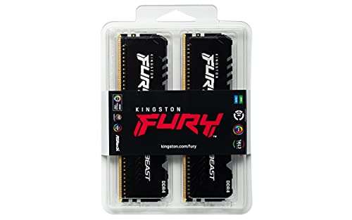 Kit mémoire Ram DDR4 Kingston FURY Beast RGB 16 Go (2x8 Go) - 3200MHz, CL16