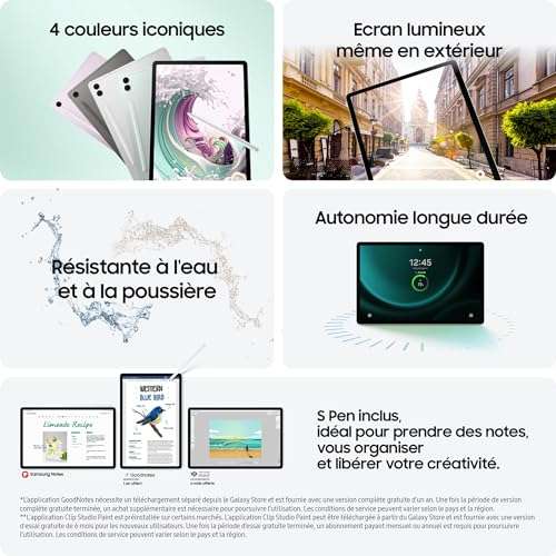 [Prime] Tablette 10.9" Samsung Galaxy Tab S9FE (S Pen Inclu) + Smart book cover (via ODR)