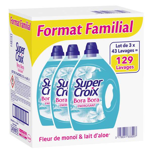 Lot de 3 Bidons de Lessive Liquide Super Croix - Différentes variétés, 3x 43 Lavages (via 14.35€ sur la carte fidélité)