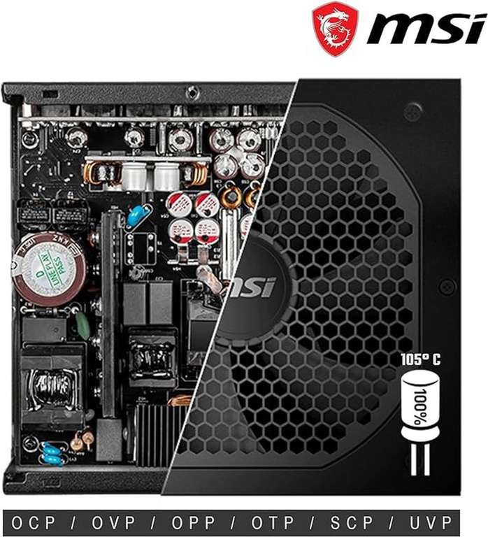 Bloc d'Alimentation PC MSI MPG A750GF - Prise EU, 750W, Certifié 80 Plus Gold