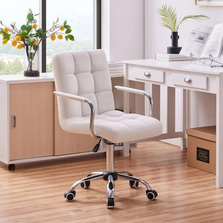 Chaise de bureau réglable en hauteur blanche - Cbc-Meubles