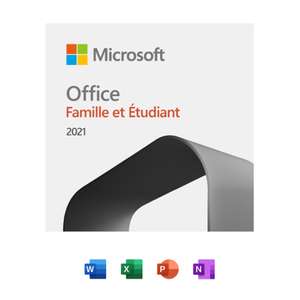 Logiciel Microsoft Office Famille et Étudiant 2021 pour 1 PC ou MAC (Dématérialisé)