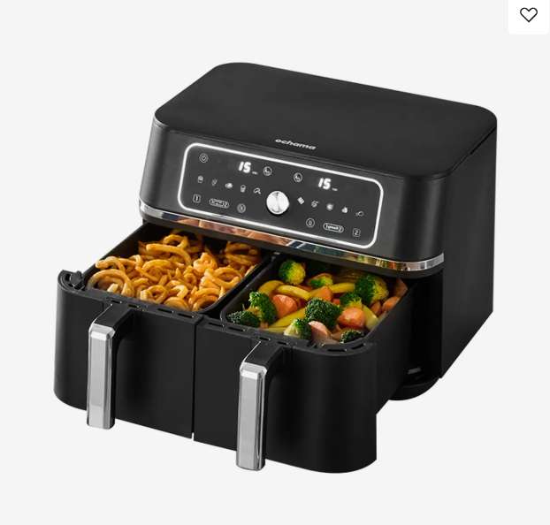 Friteuse Sans Huile 9L STANEW,Foodi Dual Zone ,Air Fryer avec Fenêtre de Visualisation,8 Programmes de Cuisson Écran Tactil -Noir - Electroménager
