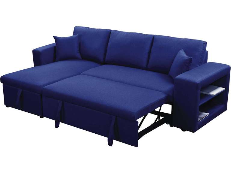 Canapé d'angle convertible Allen Luxe - 4 places, méridienne réversible, bleu