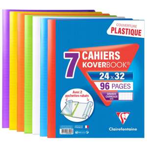 Paquet de 6 Cahiers ClaireFontaine Koverbook - 24x32cm, 96 pages, grands carreaux