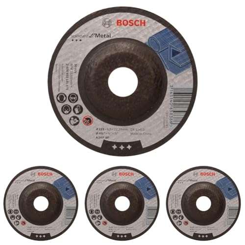Lot de 4 disques à Ébarber à Moyeu Déporté Bosch pro pour métal, Ø 115 x 6 mm