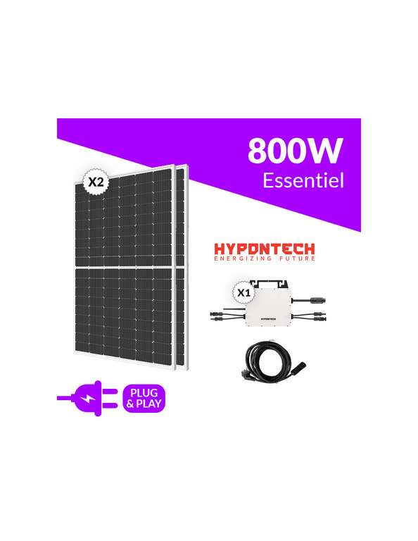 Kit solaire 800W - 2 panneaux solaires + 1 micro onduleur Hypontech HMS800-C Essentiel