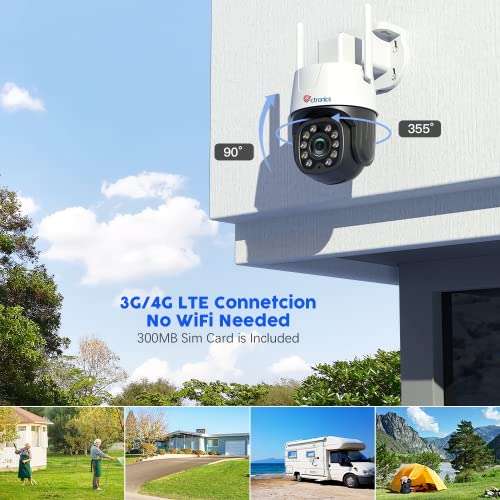 Caméra de Surveillance Extérieure Ctronics 3G/4G LTE PTZ - 90° Rotation, Vision Nocturne, Carte SIM Incluse (Via coupon - Vendeur Tiers)