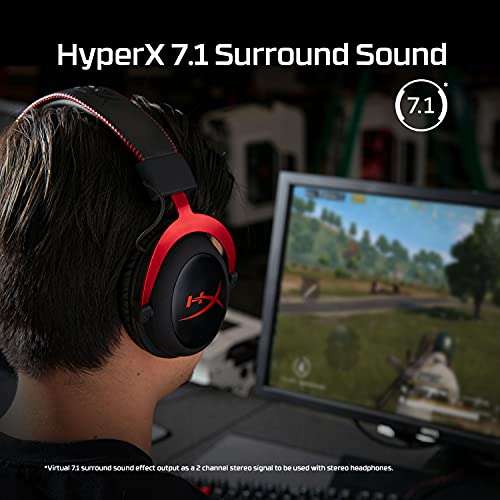 Casque audio avec micro HyperX Cloud II - Noir/Rouge, Son surround 7.1 (KHX-HSCP-RD)