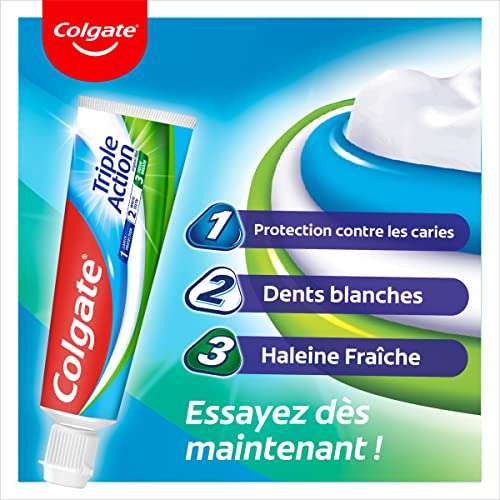 [via Prévoyez & Économisez] 2 tubes de dentifrice Triple Action Menthe Originale Colgate - 2x75ml