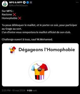 Maillot Mpg "Dégageons L'homophobie" Gratuit À Débloquer Uniquement Dimanche (In App - mpg.football)