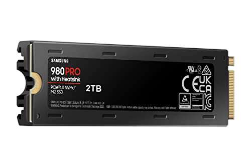 SSD Interne NVMe M.2 PCIe 4.0 Samsung 980 Pro (‎MZ-V8P2T0CW) - 2 To, Dissipateur de chaleur inclus, Compatible PS5