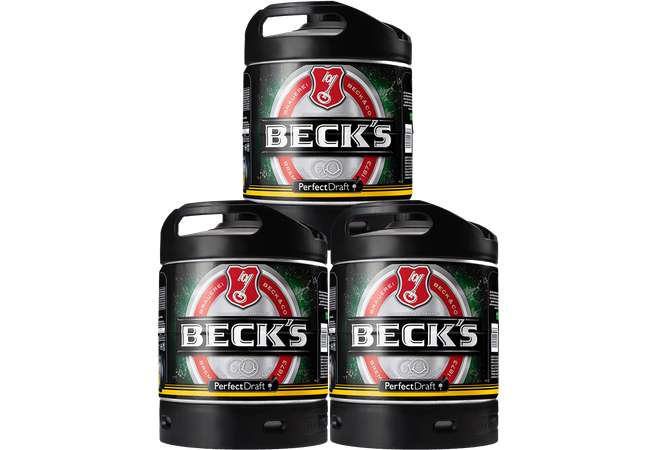 Pack de 3 Fûts de bière 6L Beck's Perfectdraft (Consigne de 15€ incluse, remise en cagnotte si fûts vides rendus)