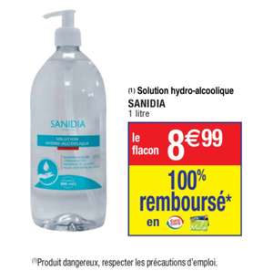 Gel hydroalcoolique Sanidia 1L gratuit (via 8.99€ sur la carte de fidélité) - Dans une sélection de magasins