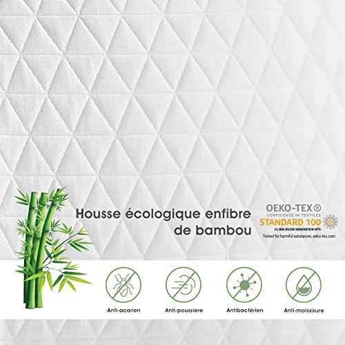 Oreiller Merous (50x70cm) - Mémoire de forme - Respirant - Anti acariens - Housse en bambou (Vendeur tiers - via coupon)