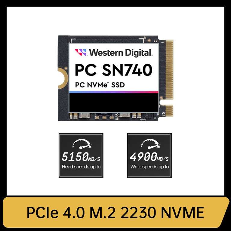 SSD interne M.2 Western Digital WD SN740 NVMe - 1 To (2230), PCIe, 4.0