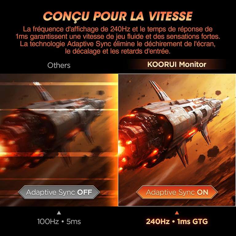 Pepper Hd KOORUI GN02 Écran gaming 27 Full HD 240 Hz 1 ms 90% DCI-P3 HDMI/DP chez ...
