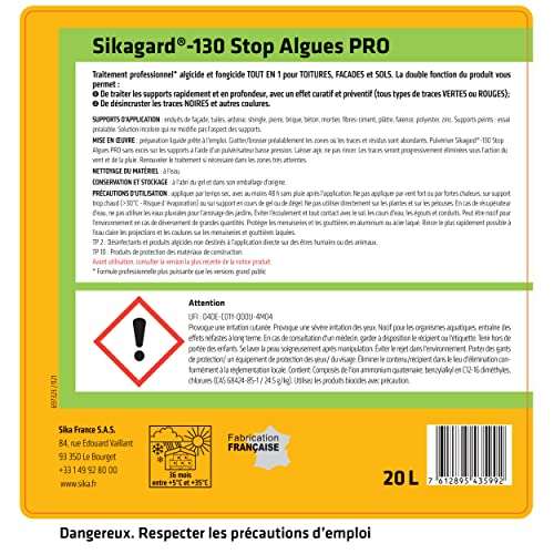 Traitement Algicide Et Fongicide Sikagard 130 Stop Algues Pro
