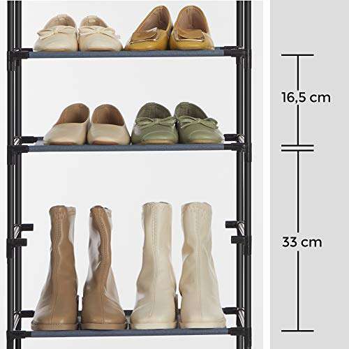Lot de 2 étagères à chaussures en tissu non tissé LSR044G02 - 4 niveaux - 45 x 28 x 80 cm - Gris