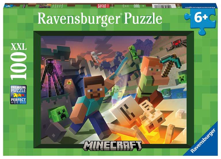 Puzzle Enfant Ravensburger Monstres de Minecraft, 100 pièces, XXL