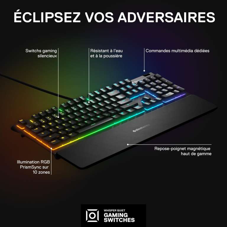 SteelSeries Apex 3 TKL - Blanc - Clavier PC SteelSeries sur