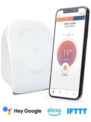 Thermostat connecté filaire v2 Somfy 1870774 - compatible avec les assistants vocaux Amazon Alexa, Google Home, la box TaHoma & IFTTT