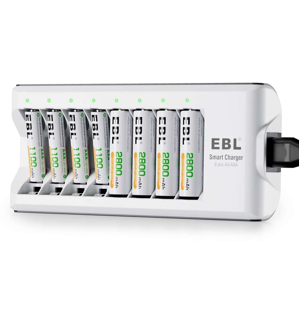 Chargeurs de piles EBL Chargeur de Piles AA-AAA 8 Slots- avec 16pcs AA Piles  Rechargeables 2800mAh Haute Capacité avec B 2781 - Cdiscount Bricolage