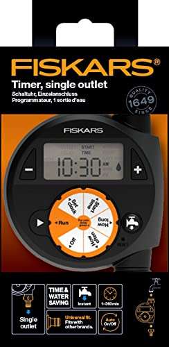Programmateur à 1 Sortie Fiskars 1054791 - Écran LCD, 380 g, Noir/Orange