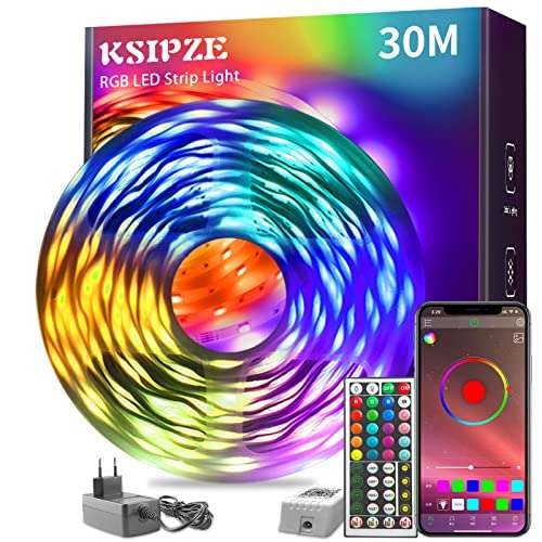 Ruban LED Ksipze - 30M, RGB Contrôlé par Bluetooth (Vendeur Tiers)