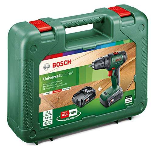 Perceuse-visseuse sans fil Bosch UniversalDrill 18V avec Coffret, 2 Batteries 1.5Ah & Chargeur (06039D4002) - Via ODR 20€ & Retrait magasin