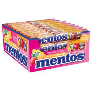 Boîte de 40 Rouleaux Mentos - 3 Fruits Assortis : Fraise, Orange, Citron (via coupon et Prévoyez & Économisez)
