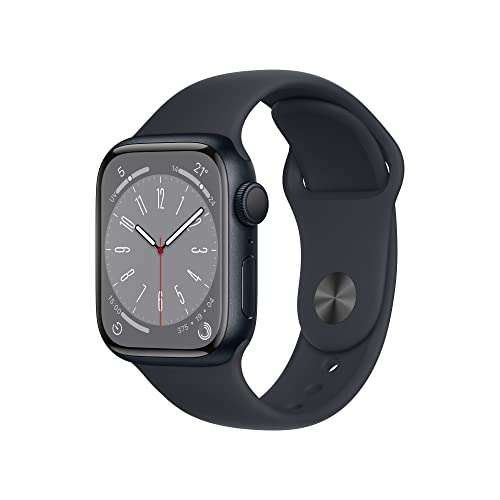 Montre connectée Apple 2022 Watch Series 8 GPS - Boîtier en Aluminium 41 mm, Bracelet Sport Minuit