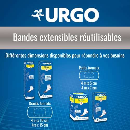 Bande Extensible Réutilisable Urgo - Fixation Pansements / Maintien des articulations (4 m x 7 cm)