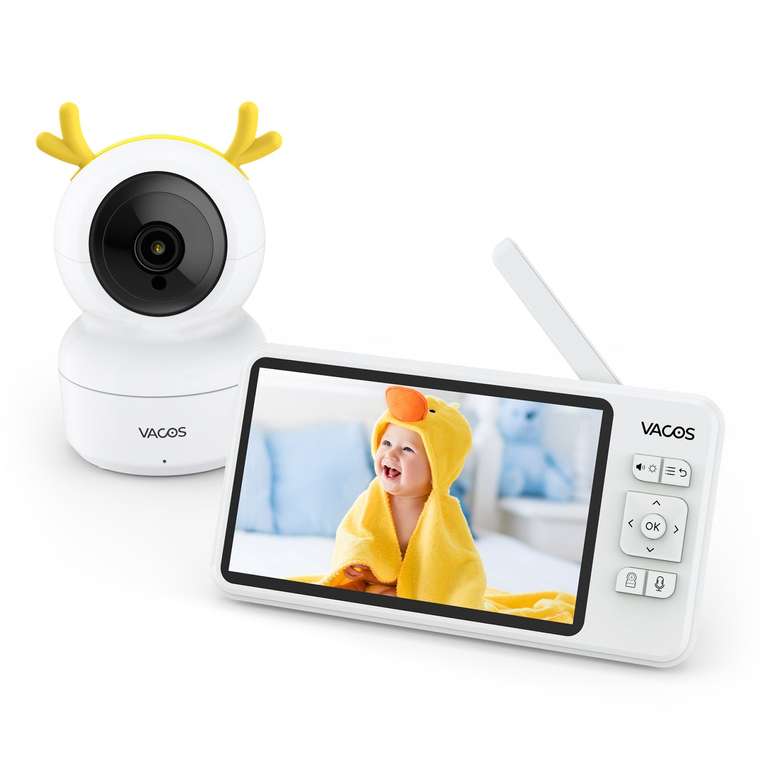 Babyphone Camera avec caméra Video, écran 5 à Vision Nocturne