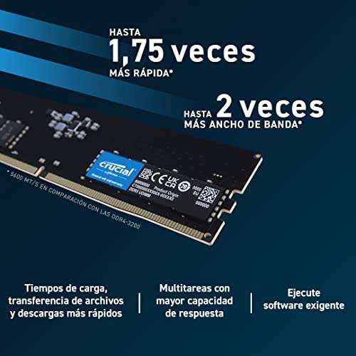 Mémoire RAM Crucial 16GB DDR5-5200 CL42 (CT16G52C42U5)