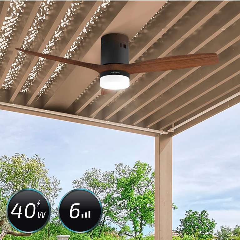 Ventilateur de plafond connecté Cecotec - 40 W, 52", Lumière et Wifi, EnergySilence Aero 5600