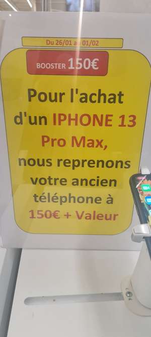 Smartphone 6.7" Apple iPhone 13 Pro Max - full HD+ Retina, A15, 6 Go de RAM, 256 Go (Via reprise d'un ancien téléphone) - Bordeaux (33)