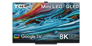 TV 75" TCL 75X925 - 8K UHD, Mini-LED QLED 10 bits, HDR Premium 1000, 100 Hz, Google TV, Dolby Vision IQ, FreeSync, son 2.1 Onkyo