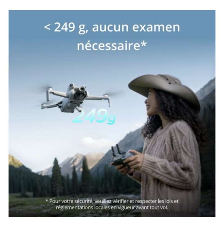 Drone quadricoptère dji mini 4 pro fly more combo (+155.95€ en RakutenPoints, Vendeur : Boulanger)