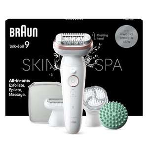 Epilateur Braun Silk-épil 9 SkinSpa - Avec tête pivotante, Kit tout-en-un, 9-080 - Blanc/rose