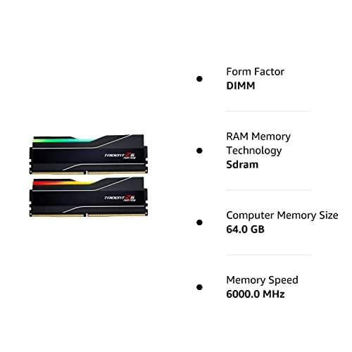 Kit de mémoire RAM G.Skill Trident Neo - 64 Go (2 x 32 Go), DDR5, 6000 MHz, CL30